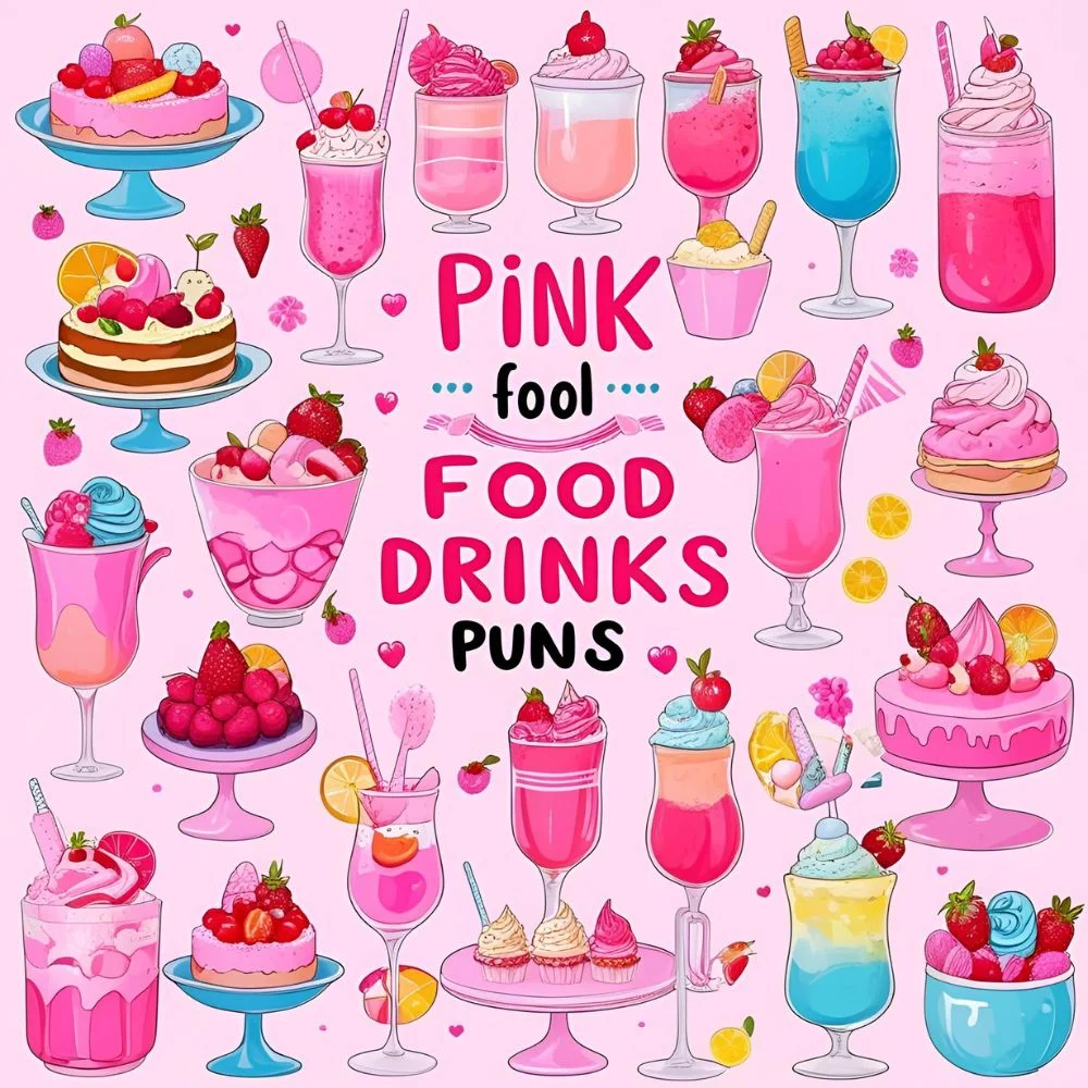 Pink food & drinks puns