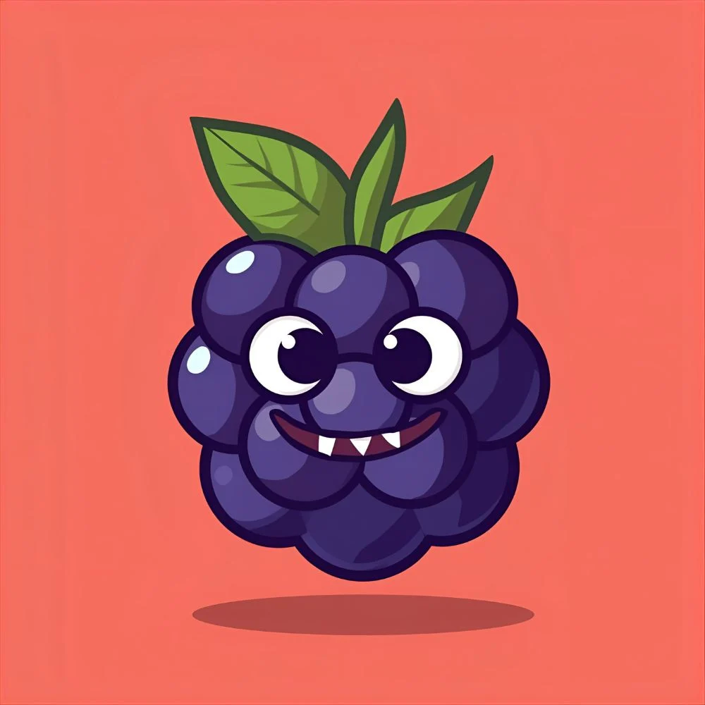  blueberry social media funny cartoon, minimal style