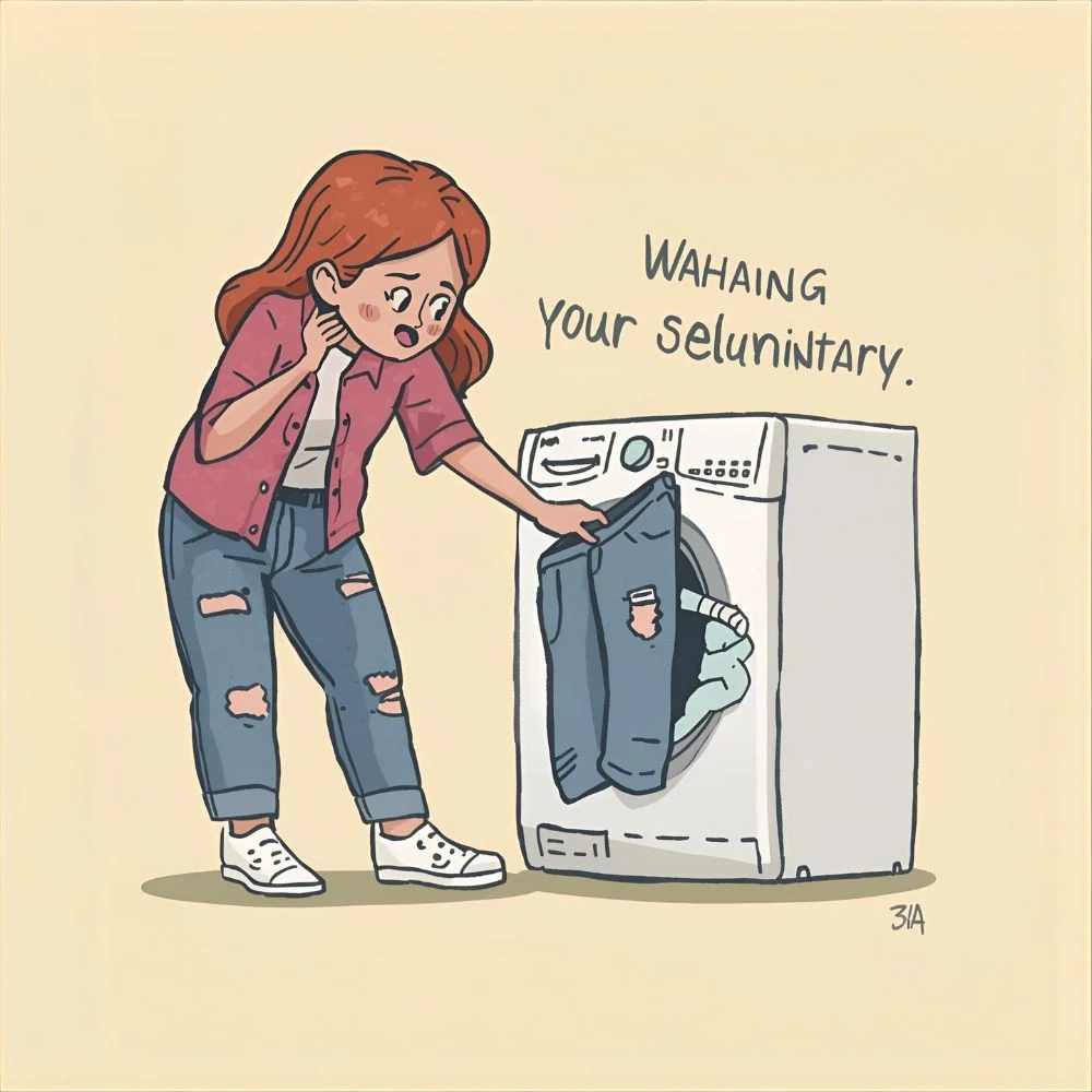 Denim laundry jokes illustration,