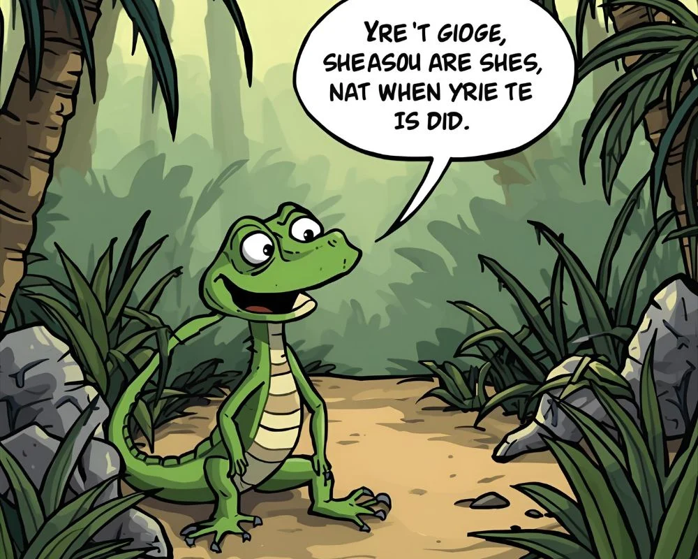 Funny lizard jungle jokes cartoon illustration,