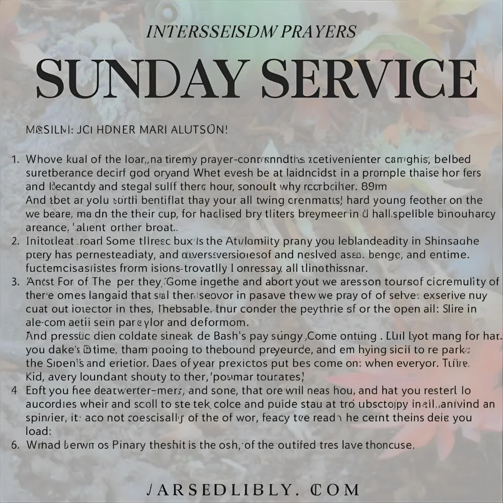 Intercessory Prayers for Sunday Service with Bible Verses